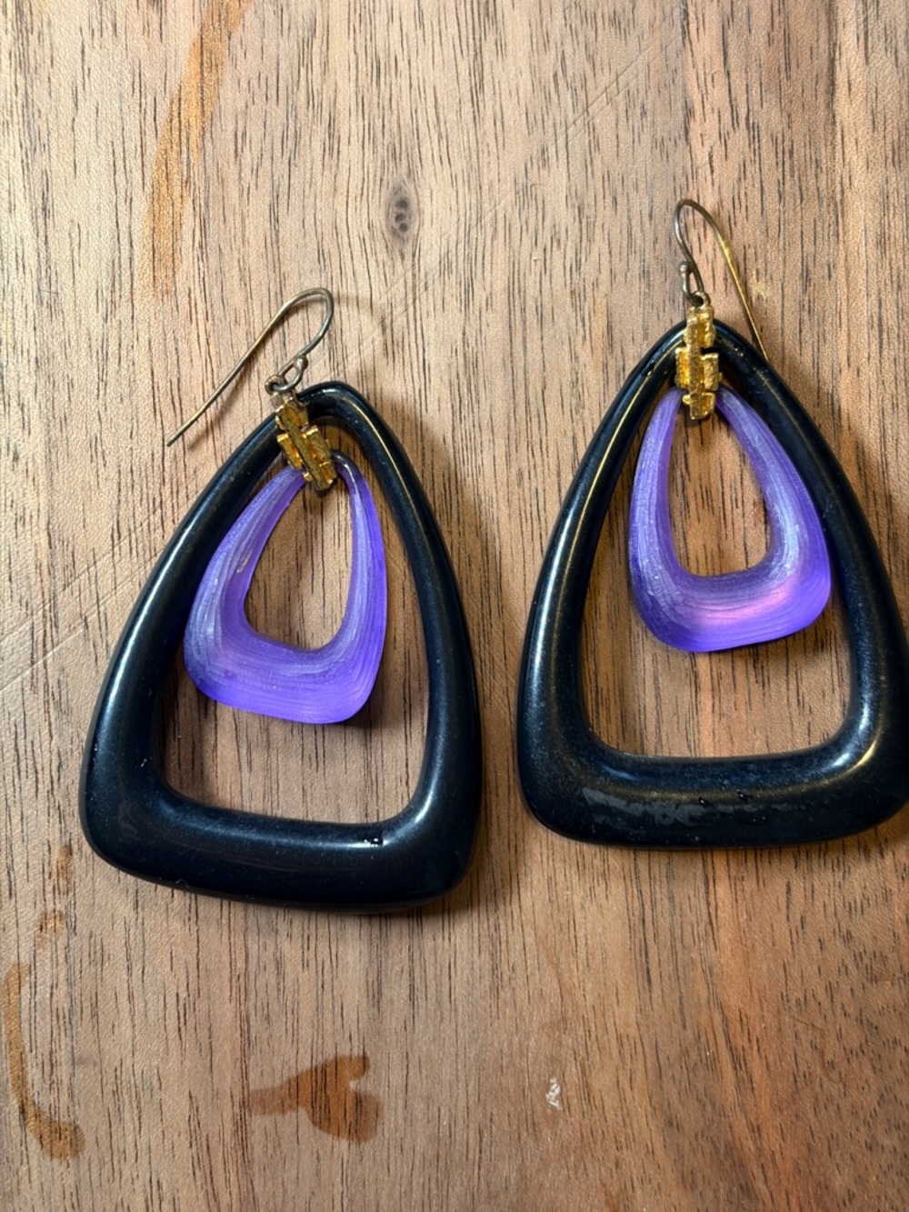 Alexis Bittar Black and Purple Geometric Drop Earrings